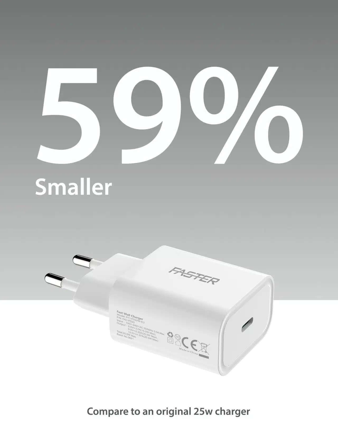 FASTER -PD25W-EU- Type-C- Super -Fast- Charging- Adapter- For -Samsung & iPhone