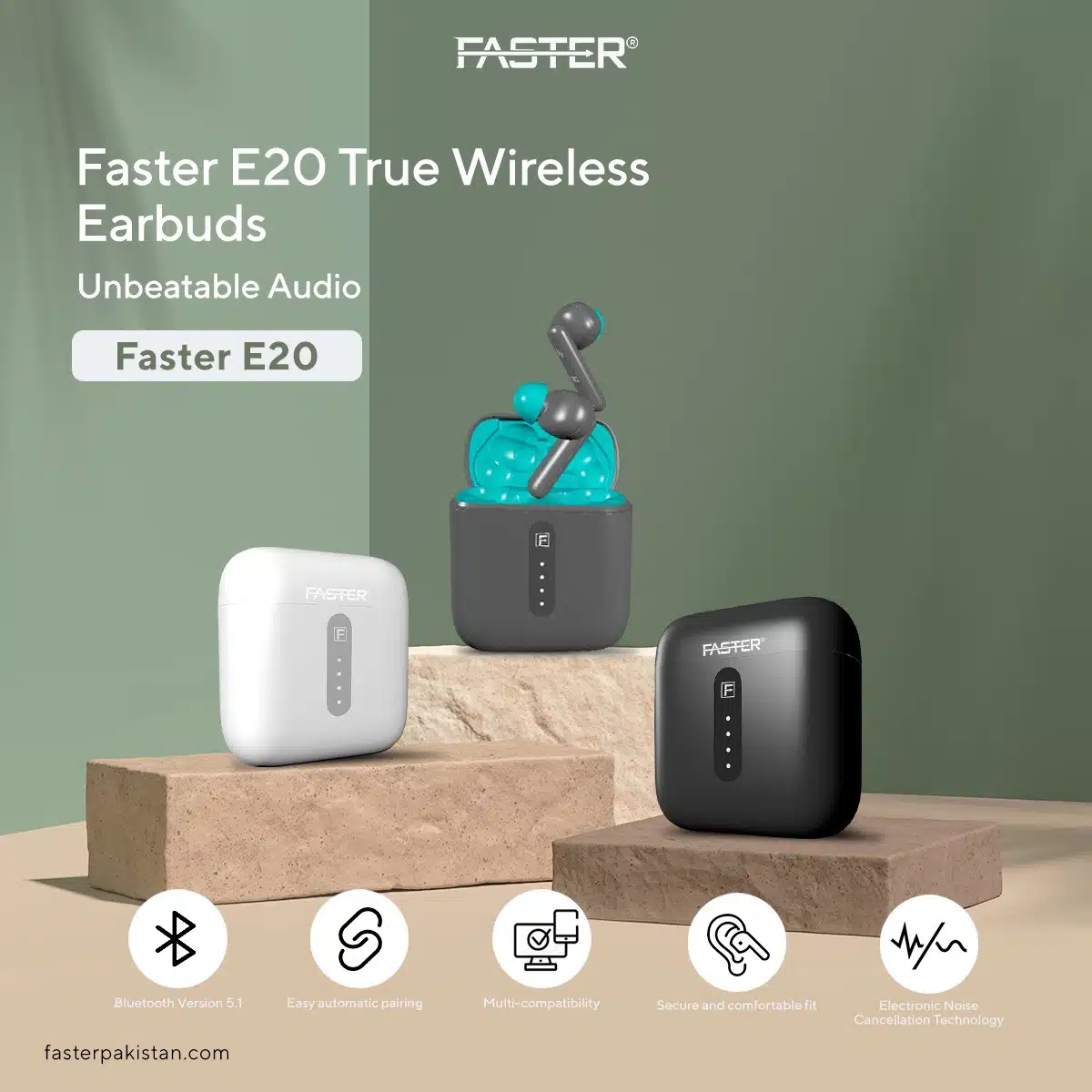 FASTER- E20- TWS- In-Ear -True -Wireless -Noise -Reduction -Earbuds