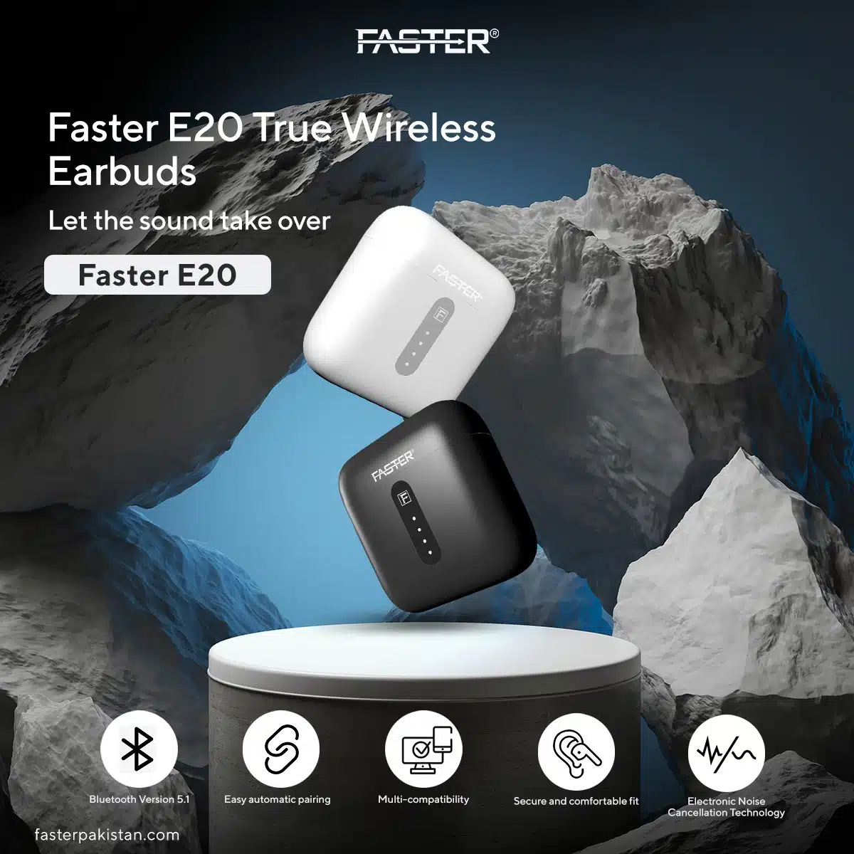 FASTER E20 TWS In Ear True Wireless Noise Reduction Earbuds des 5