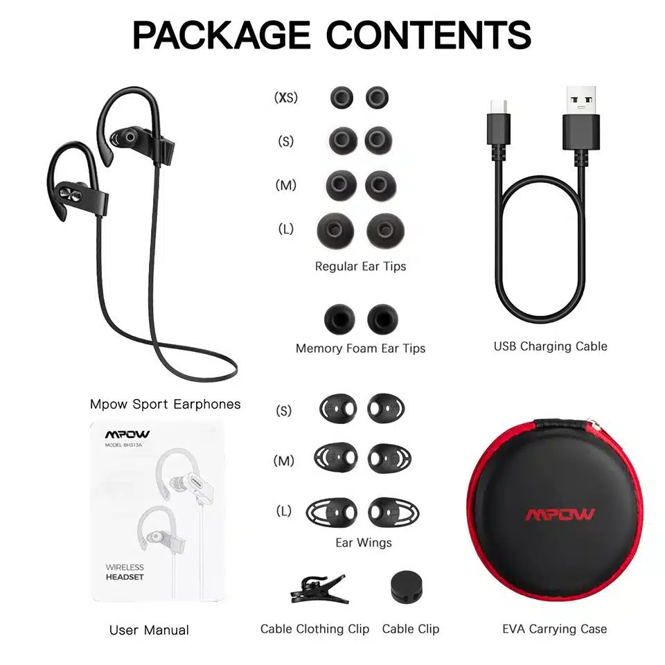 Flame -Bluetooth- Earphones- noise- cenceling- microphone -Sports- Water -Resistant -by-` MPOW